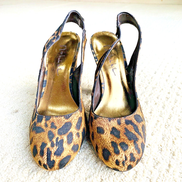 Nicole Miller Sexy High Heel Slingback Pumps Brown Animal Print Dressy Shoe US 7 - Picture 2 of 11